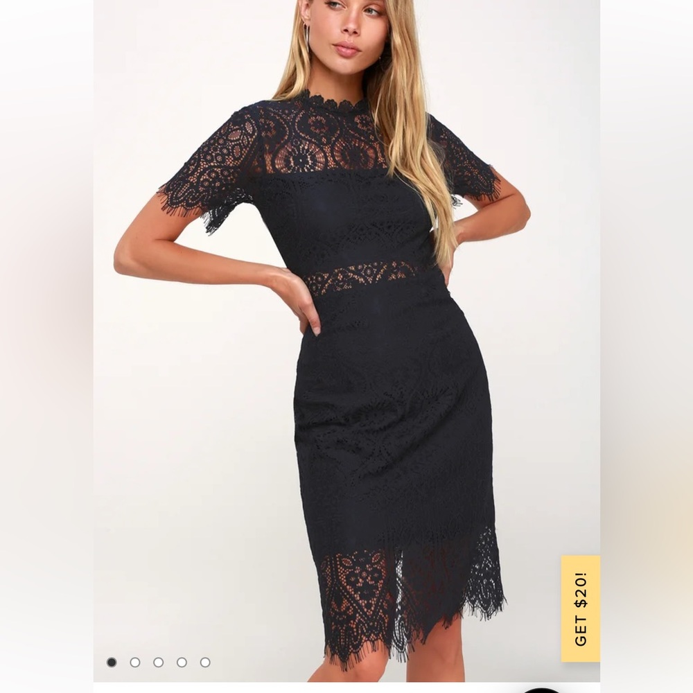 Lulus “Remarkable Navy Blue Lace Dress”
